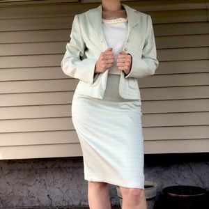Beautiful Matching Tahari Mint/Blue Jacket & Skirt